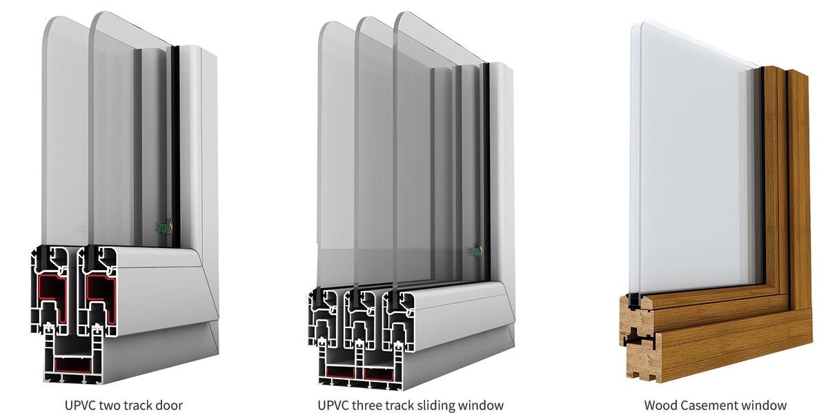 UPVC track door, Sliding window, Wood Casement window