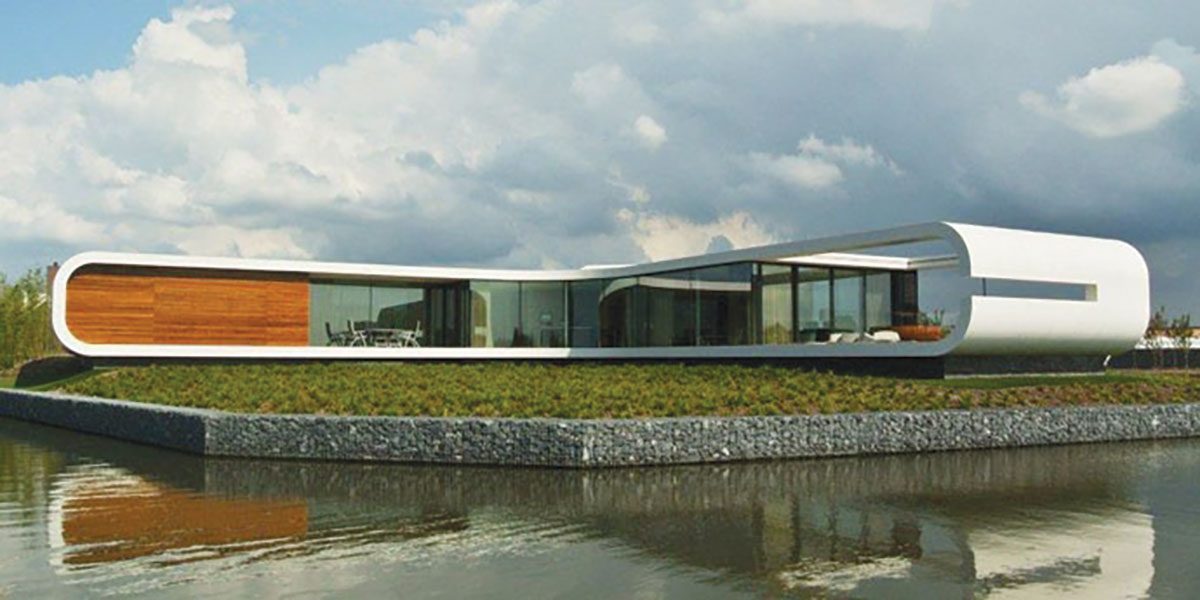 Curvilinear design using Solid Surface at the Netherlands villa