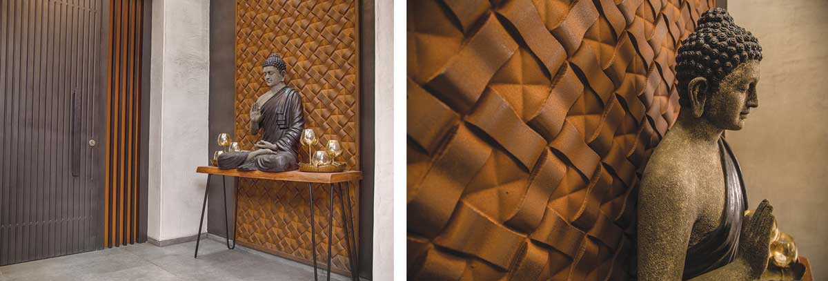 Rust Finished 3D Wall Panel and Aluminium Knockdown finished Bar