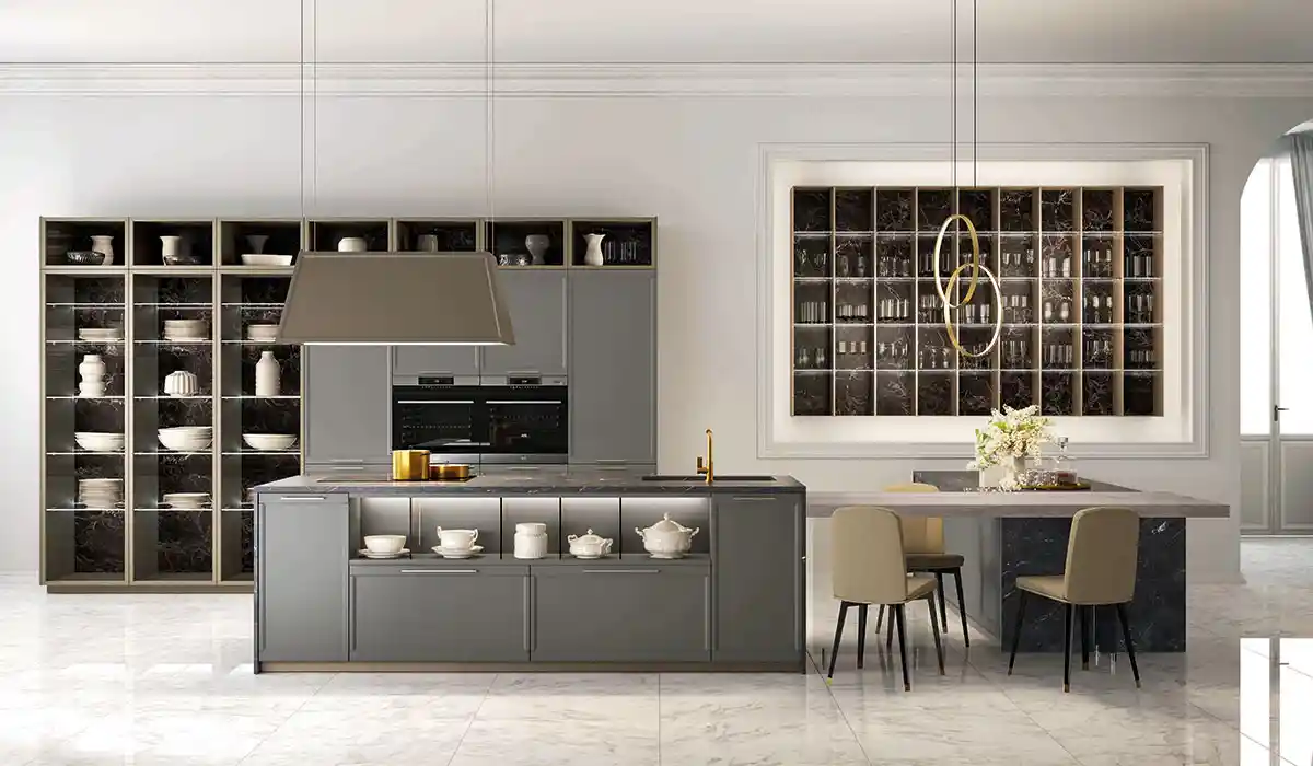 integrated within the kitchen counter