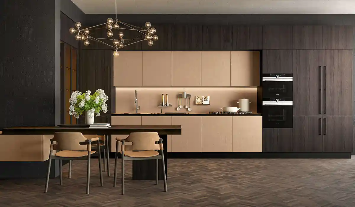 integrated within the kitchen counter