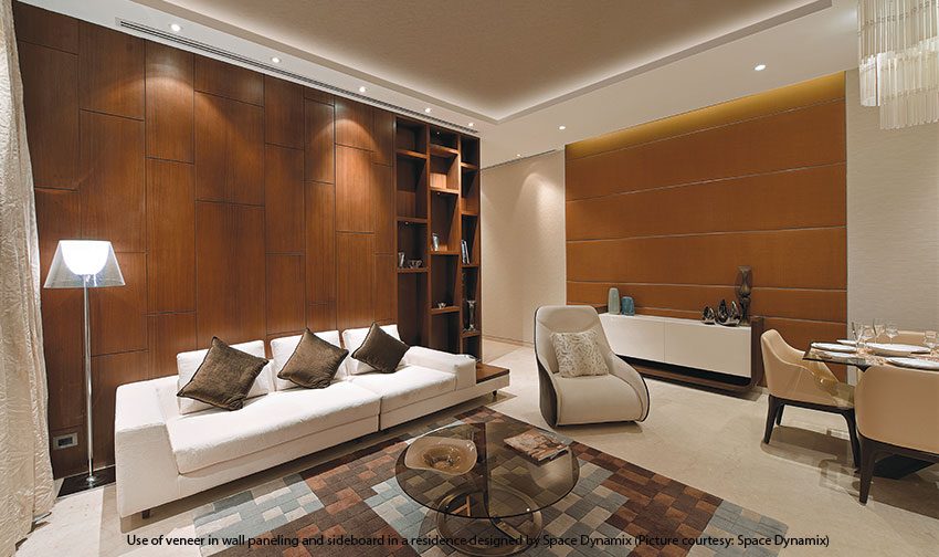 Veneer in Wall Paneling and Sideboard