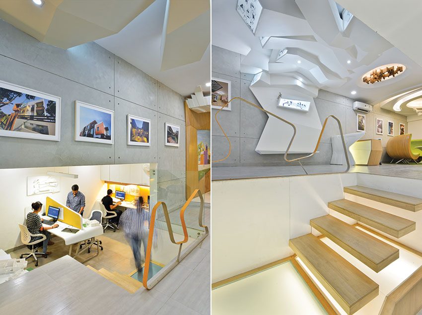 View Of Backlit Steps And Abstract Ceiling