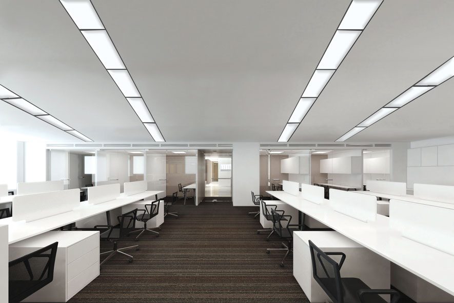 Regimented Linear Cool White Lighting