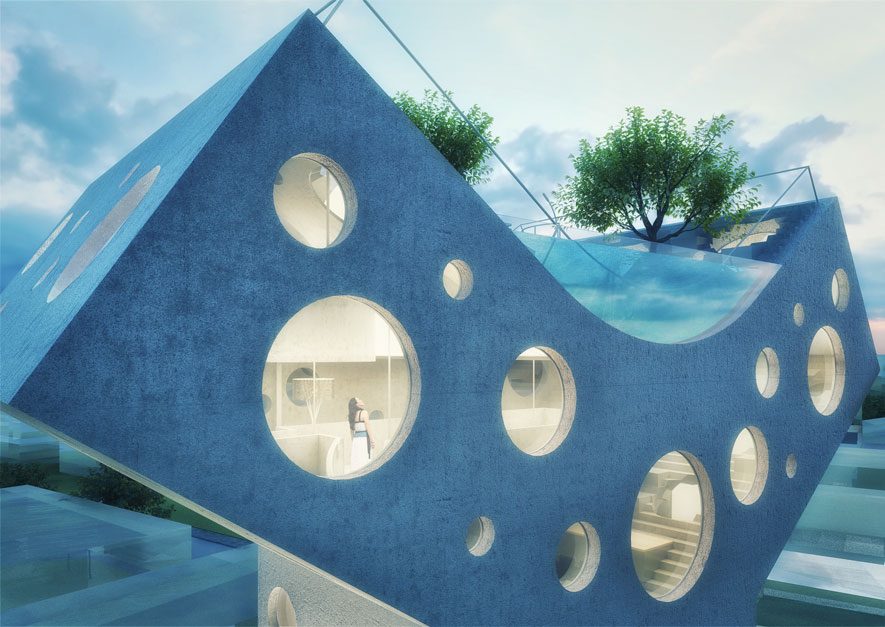 Y Shaped House Rooftop Pool
