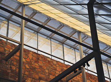 light from the setting sun is celebrated on the interior ceilings