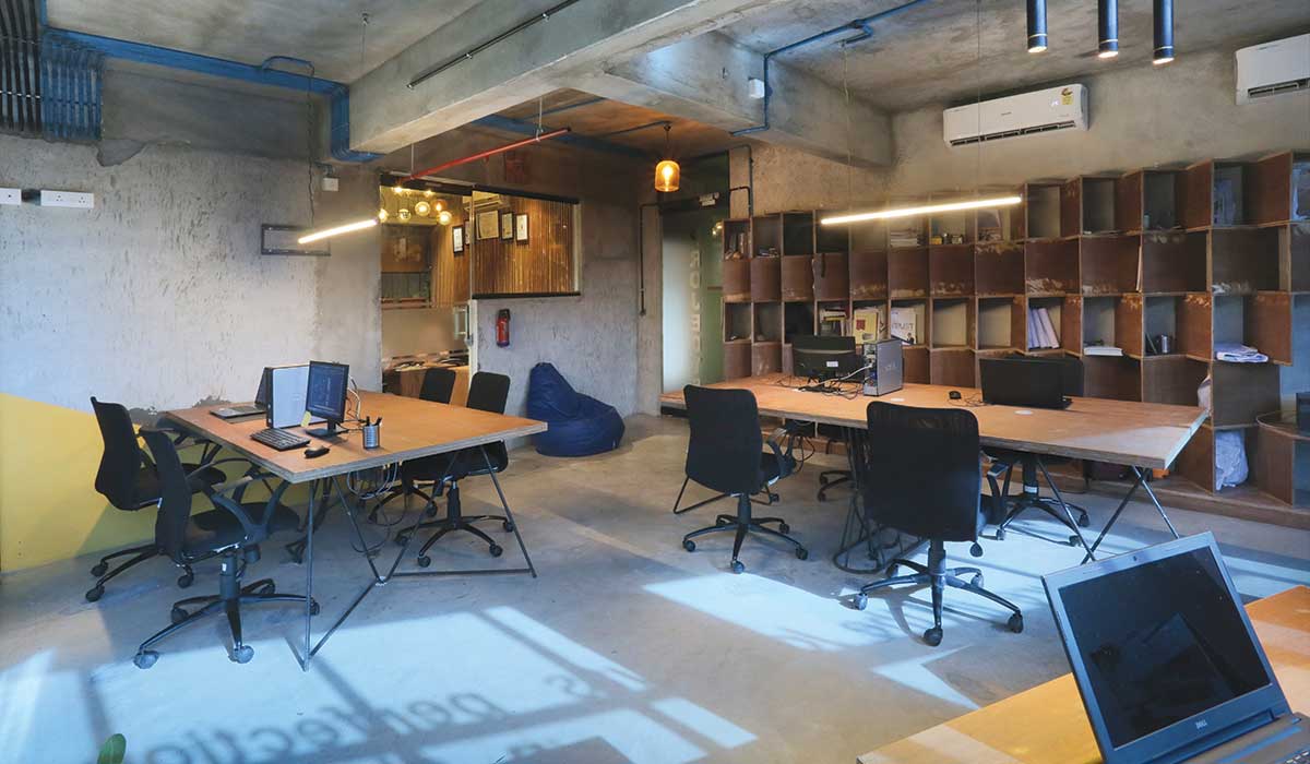 The naturally-lit and spacious studio makes for an appealing workspace