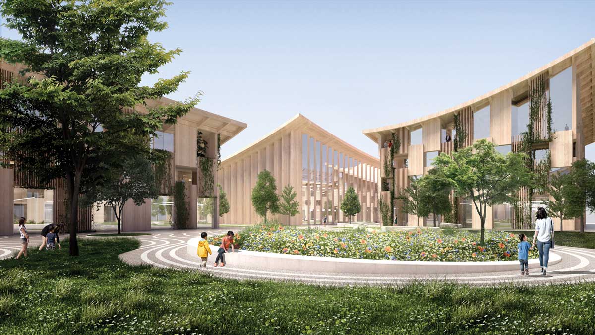 BIG TWC Toyota Woven City Courtyard Image by BIG Bjarke Ingels Group