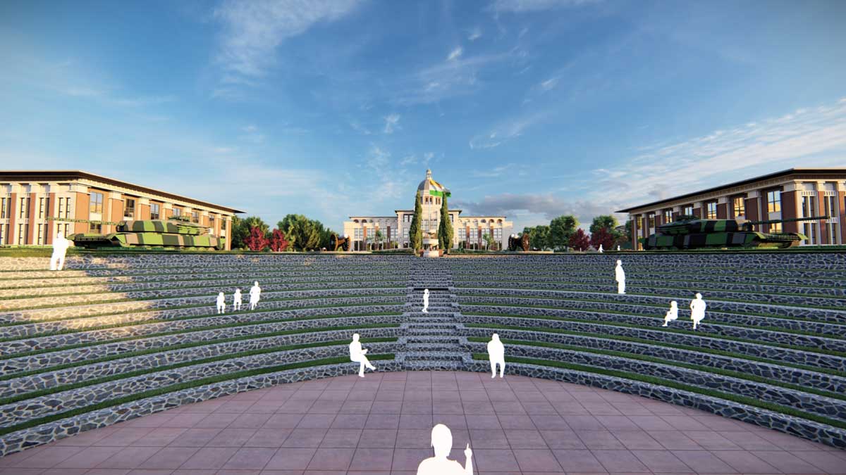 Design Forum International (DFI) has envisioned the architectural vocabulary of the proposed Sainik School