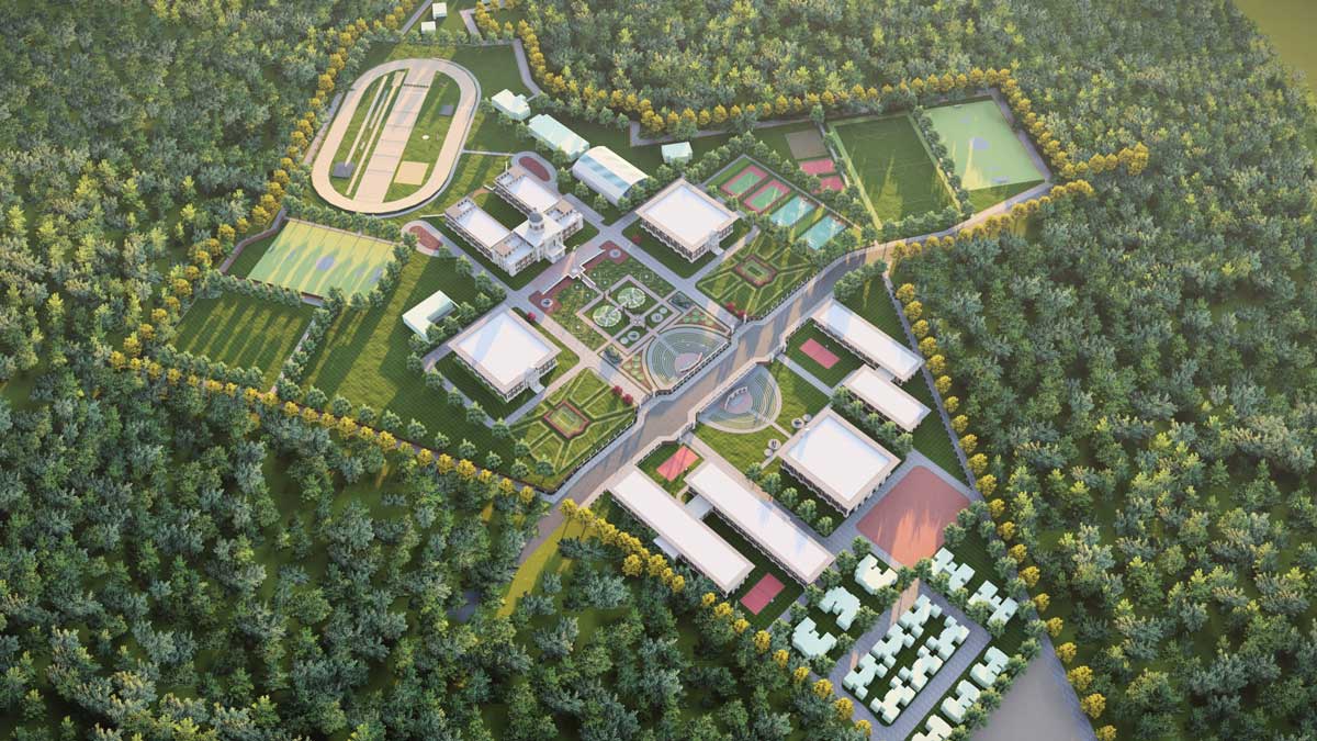Design Forum International (DFI) has envisioned the architectural vocabulary of the proposed Sainik School