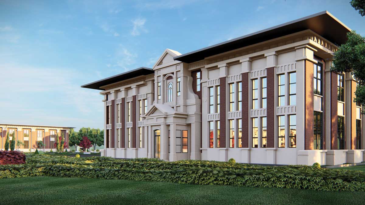 Design Forum International (DFI) has envisioned the architectural vocabulary of the proposed Sainik School