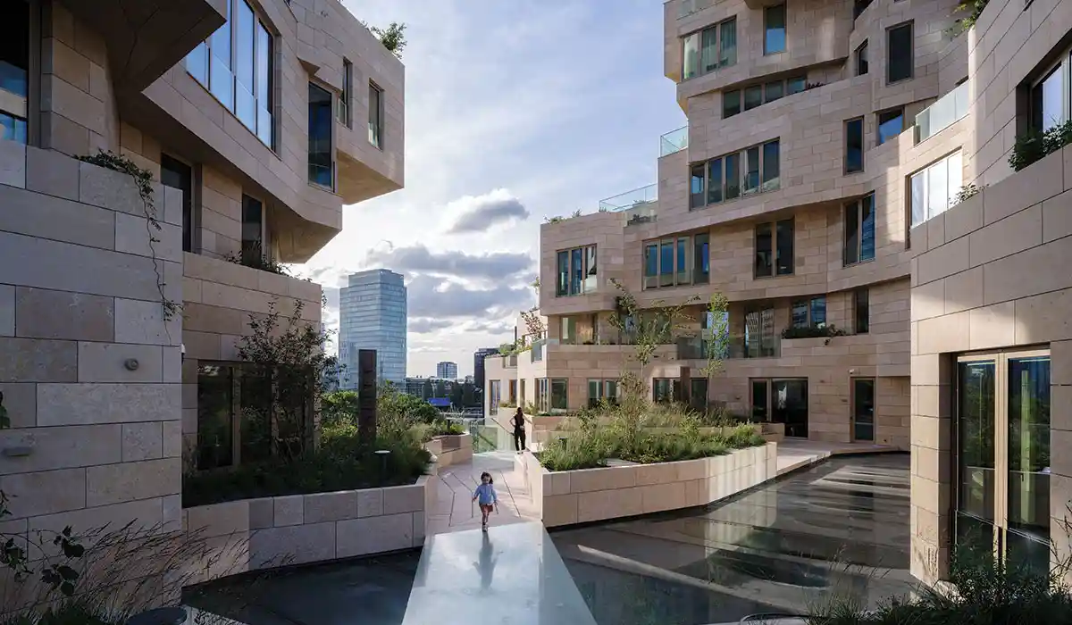 the geology-inspired, plant-covered high-rise designed by MVRDV