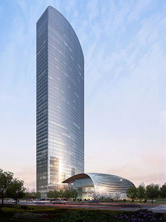 Qintai International Tower with podium