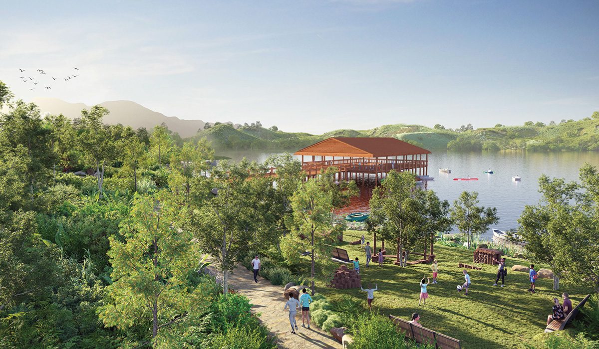 Home Development Project Arunyam is surrounded by forests, hills, and a lake