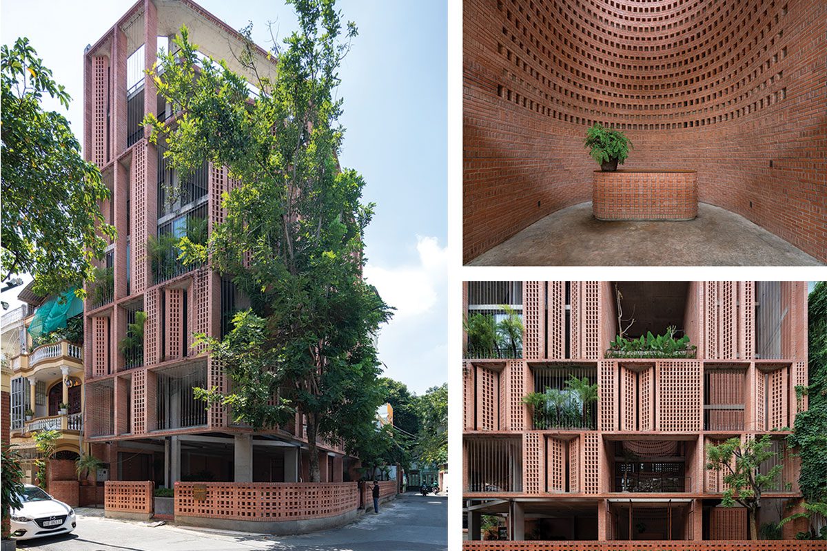 Brick walls with a concrete structure
