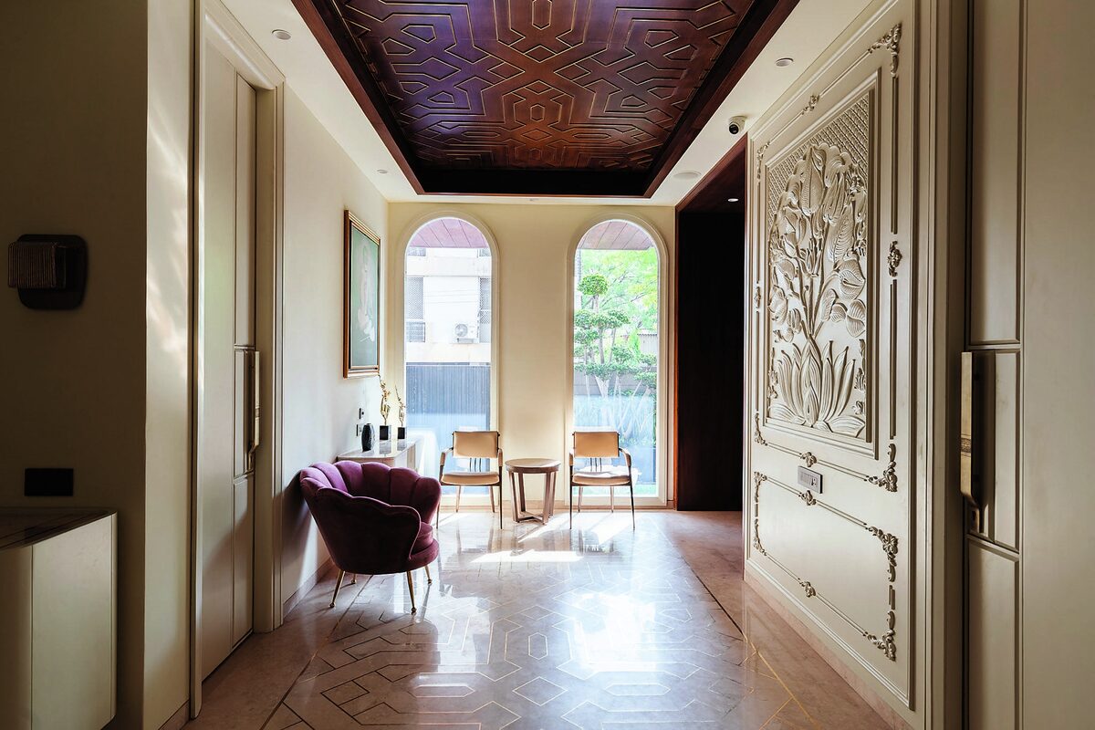 Interior material palette at The Arch Essence