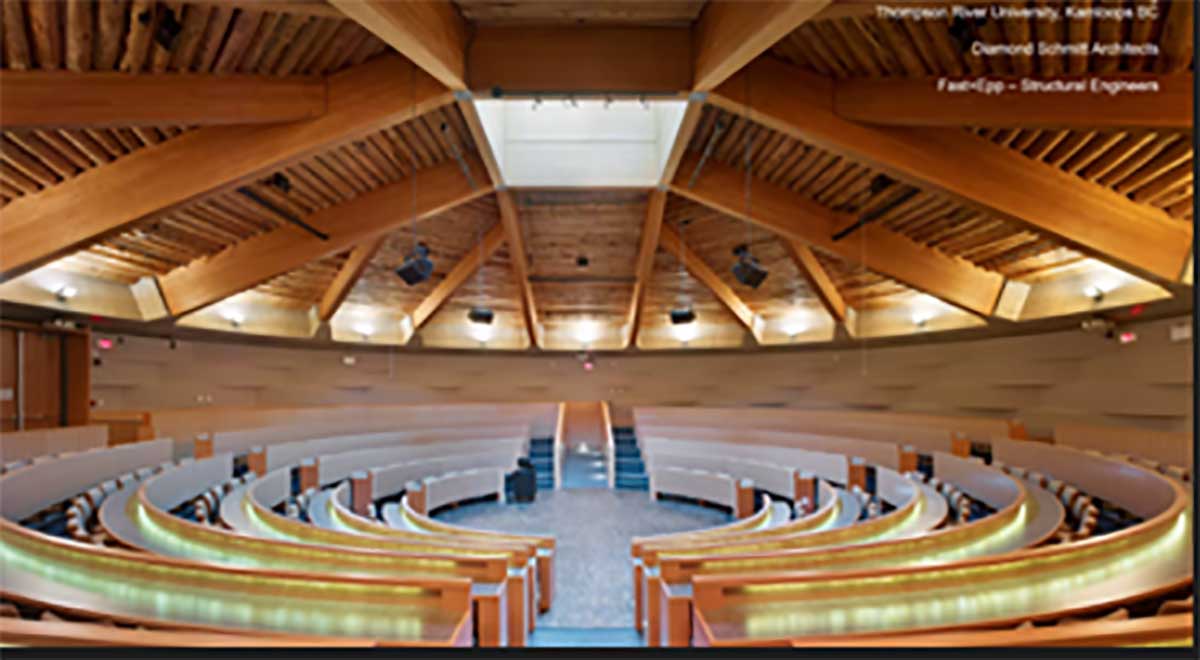 Sample mass timber architecture projects discussed during the webinar