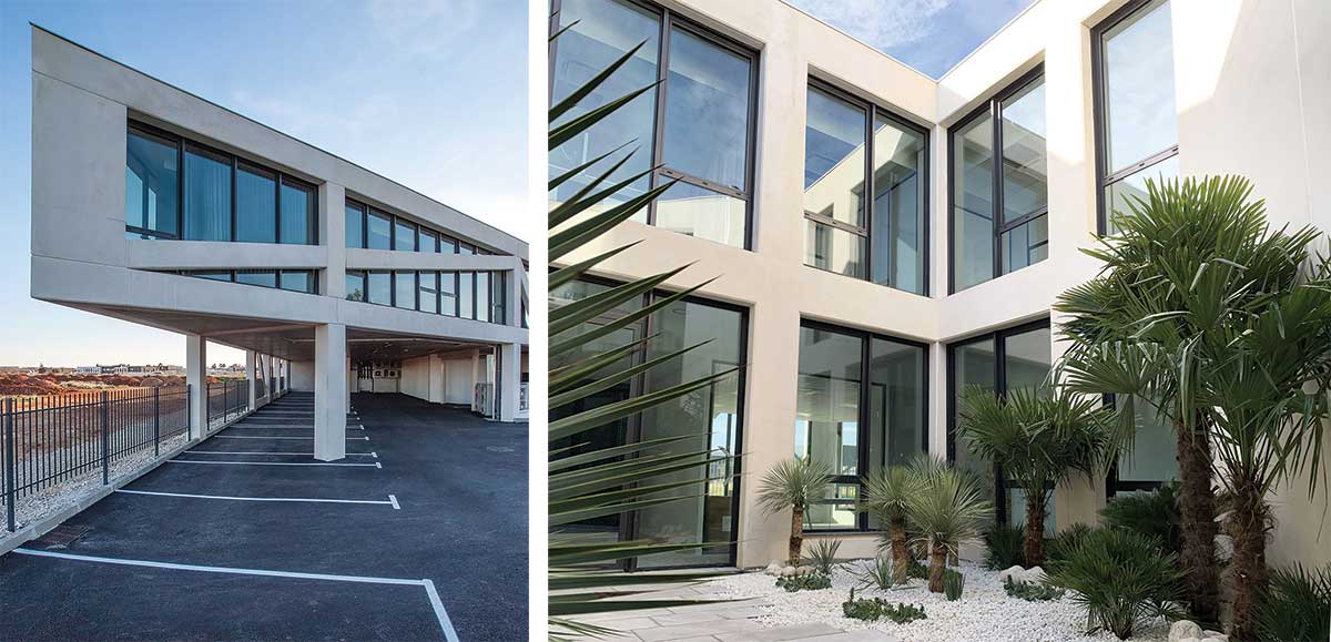 Amat and Saint-Val Architectes design an office building as a simple geometric figure