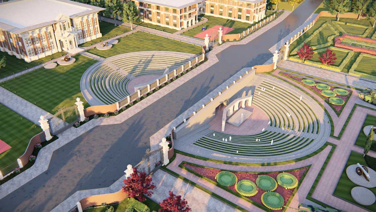 Design Forum International (DFI) has envisioned the architectural vocabulary of the proposed Sainik School