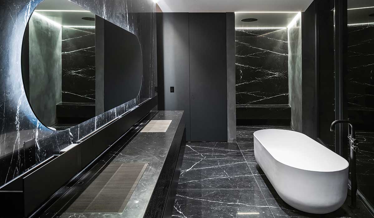 The dynamic building on top of a buried podium replicates the natural topography