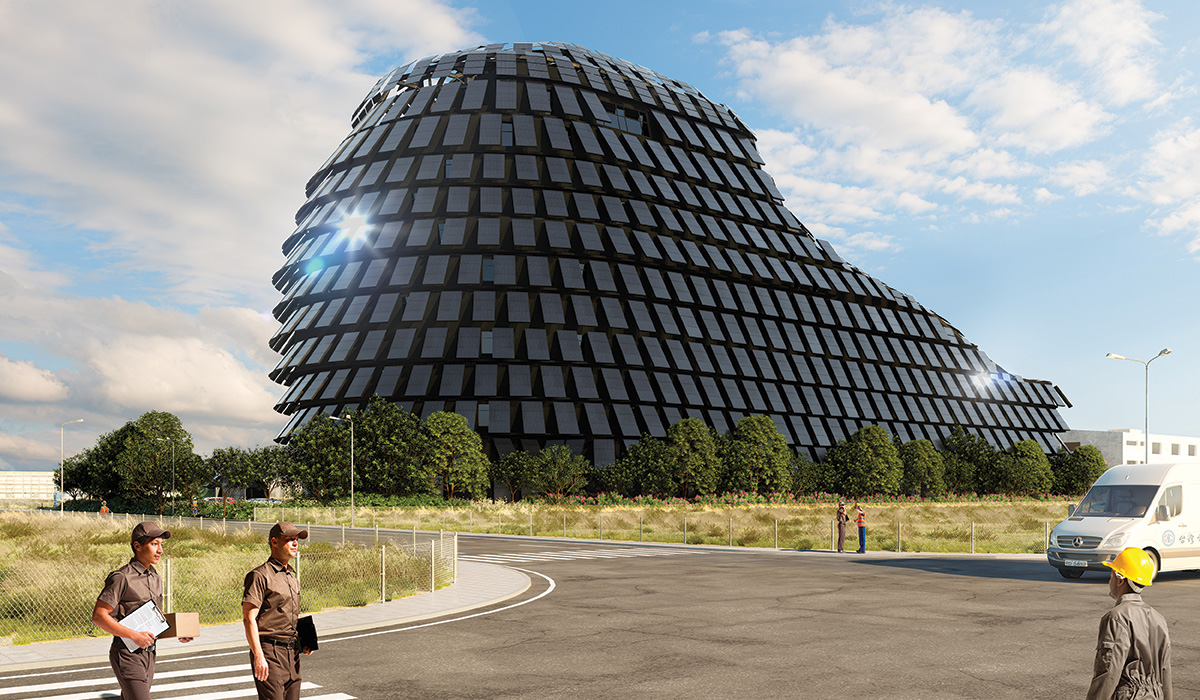 the energy-generating features of Sun Rock building make