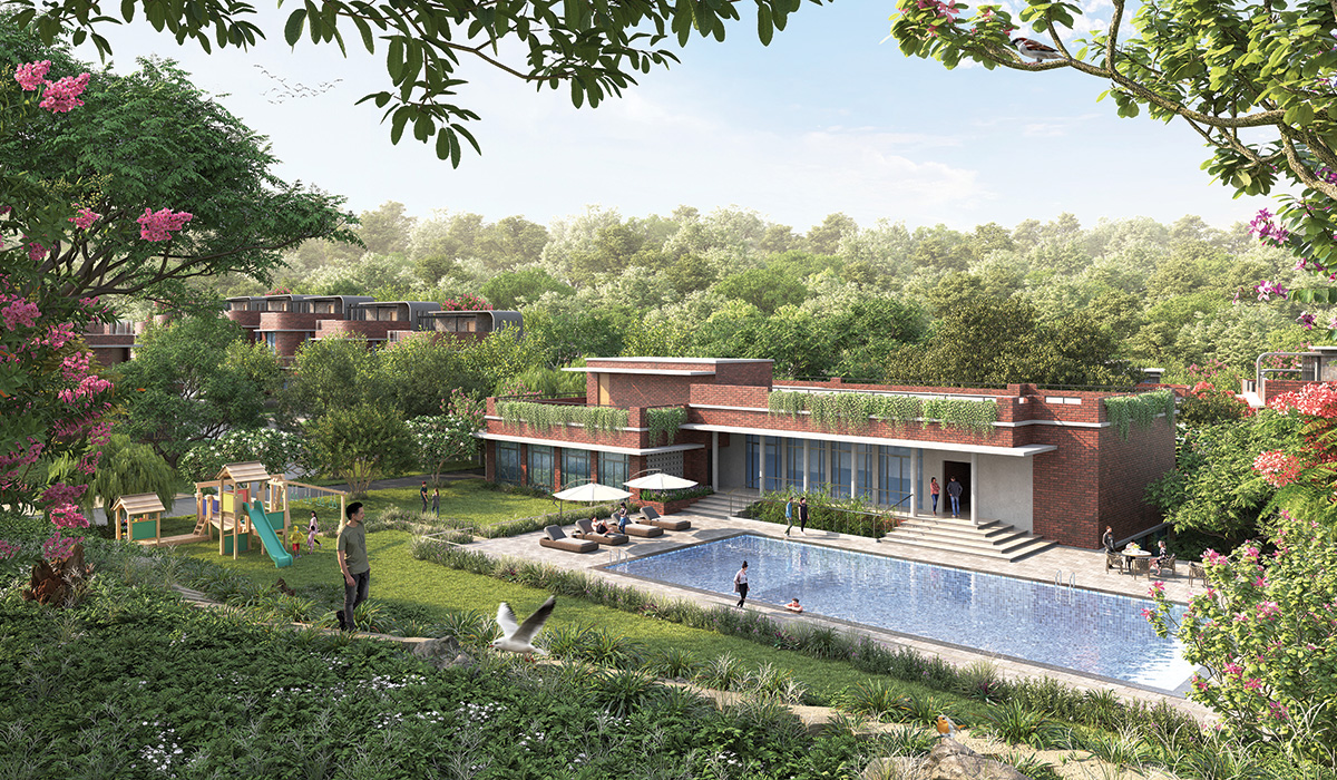 Home Development Project Arunyam is surrounded by forests, hills, and a lake