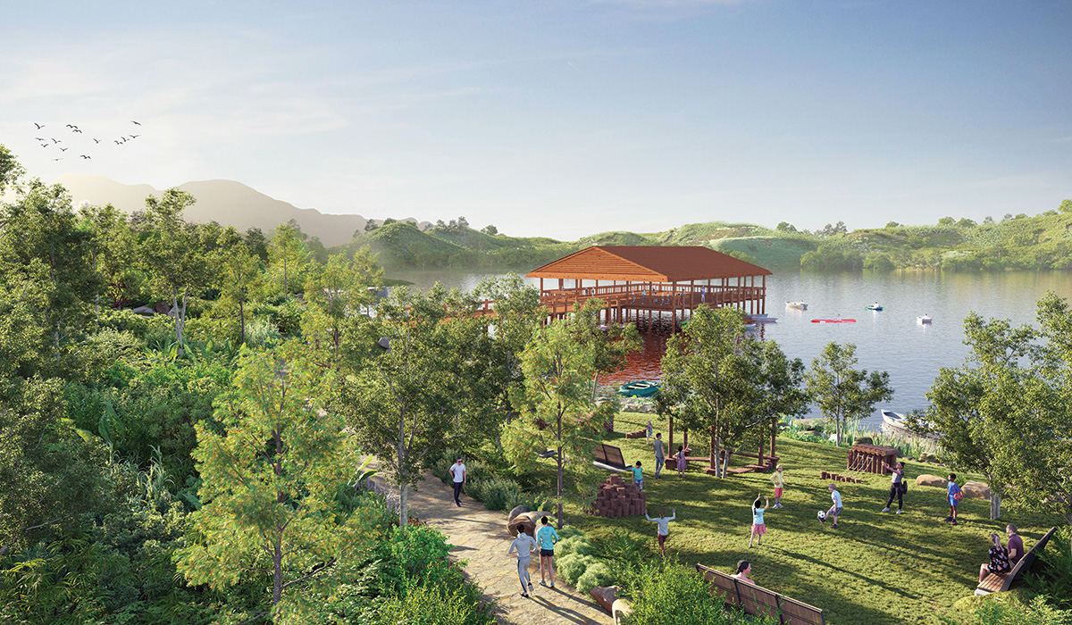 Home Development Project Arunyam is surrounded by forests, hills, and a lake