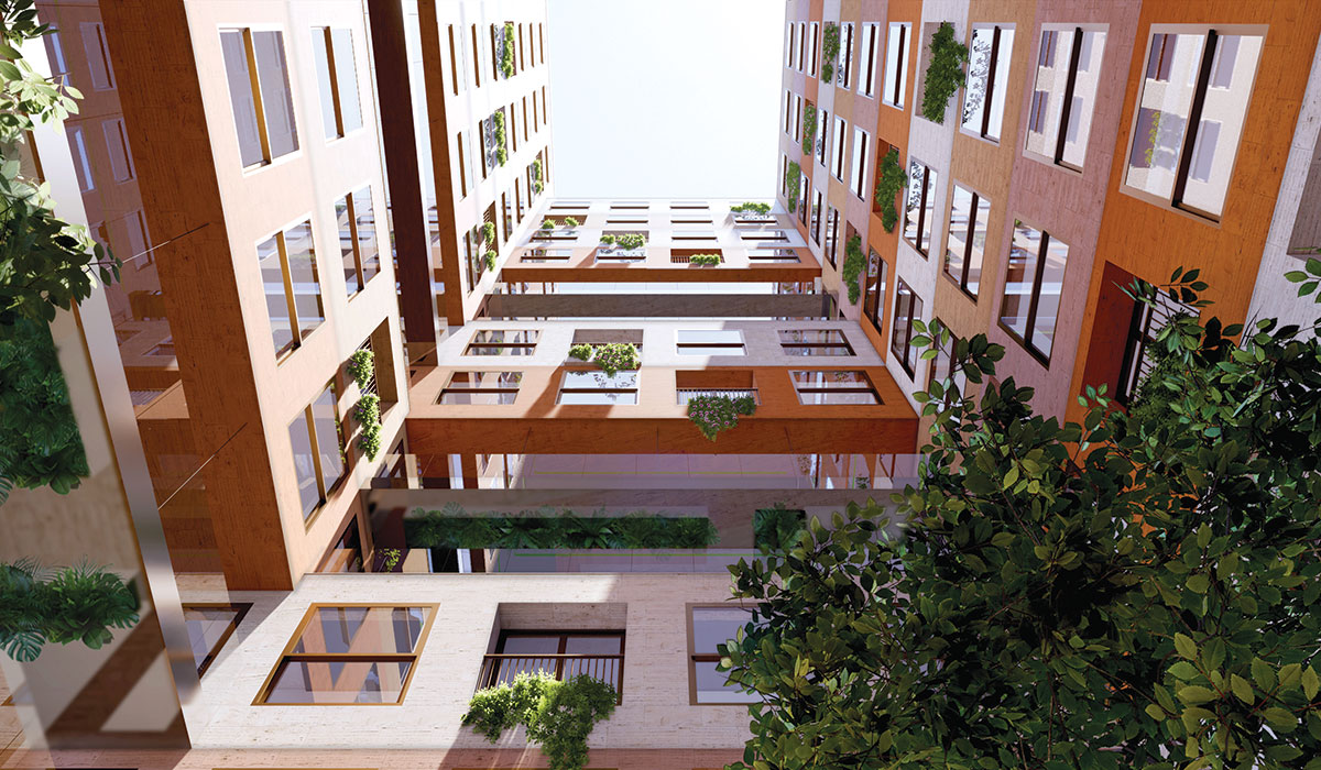 a green, social, and porous residential building