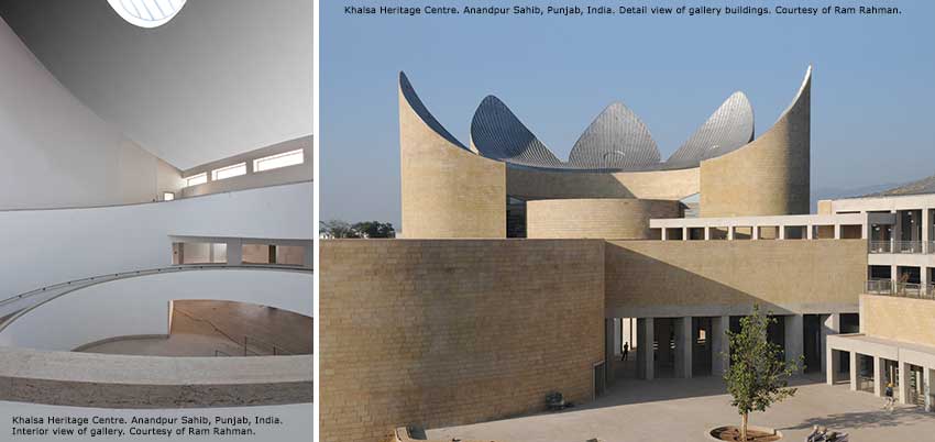 Khalsa Heritage Centre India Detail view of gallery buildings