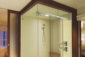 Hydro 80 Glass Sliding System for shower cubicles by Hafele