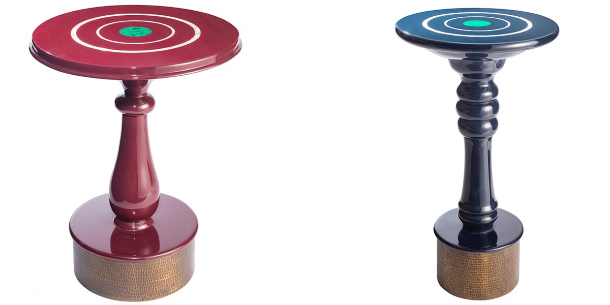 Ochre at Home - Burgundy and navy peg tables